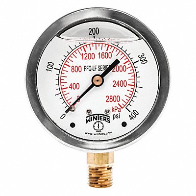 WINTERS PFQ817LF J1382 Gauge Pressure 2-1/2in. 0 to 400 psi