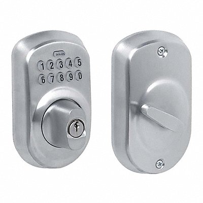 SCHLAGE BE365PLY626 Deadbolt Lock Satin Chrome 10 Button