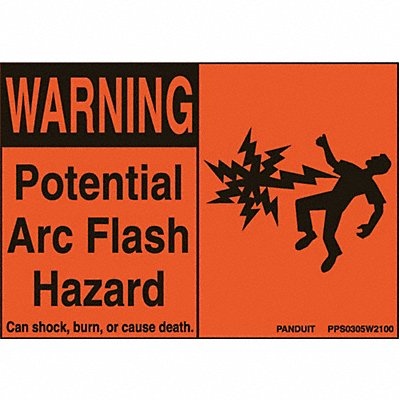 PANDUIT PPS0305W2100 Sing Warning Potential Arc Bl/or PK5