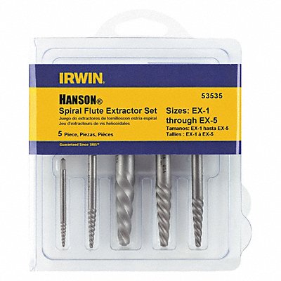 IRWIN 53535 Screw Extractor Set Spiral Flute 5 pcs