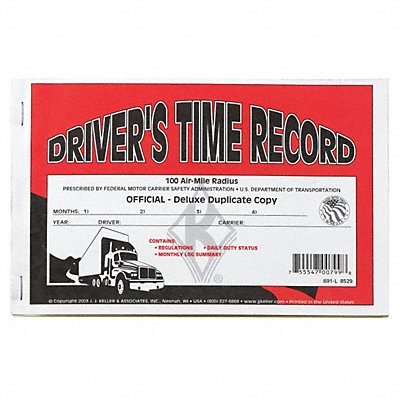 JJ KELLER 8529 Drivers Exempt Log w/Carbon