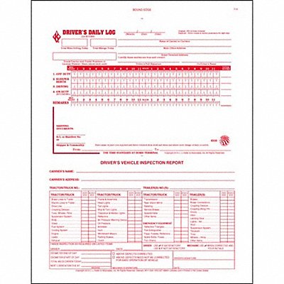 JJ KELLER 8530 Detail Drivers Daily Logbook Carbonless