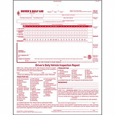 JJ KELLER 8545 Detail Drivers Daily Logbook Carbonless