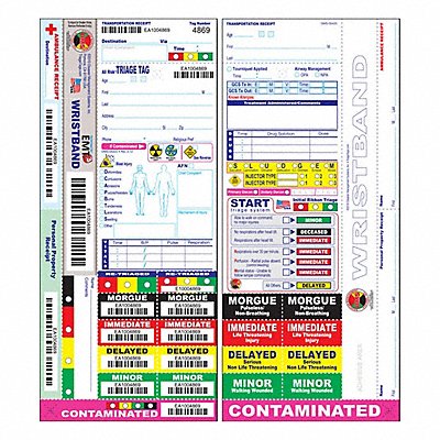 DISASTER MANAGEMENT SYSTEMS DMS05420 Wristband Triage Tag PK50
