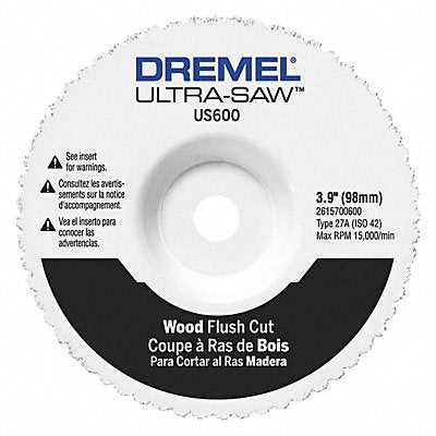 DREMEL US60001 Flush Cut Wheel 3 7/8 in Dia Mounted