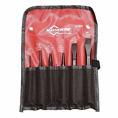 MAYHEW 61005 Punch and Chisel Set 6-Piece Steel