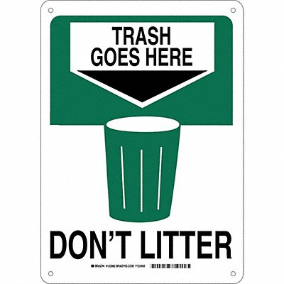 BRADY 123962 Facility Sign Alum 14 X10 Grn/Blk/Wht