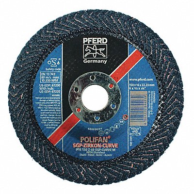 PFERD 67351 Fiber Disc 7 in Dia 7/8in Arbor 40 Grit