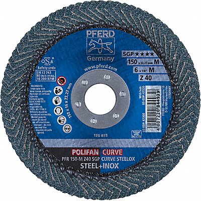 PFERD 67200 Fiber Disc 6 in Dia 7/8in Arbor 40 Grit