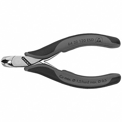 KNIPEX 6432120ESD ESD End Cutting Nippers 4-3/4in.L 7/16in