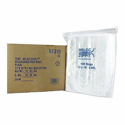 RELOC ZIPPIT R1318 Reclosable Poly Bag Zip Seal PK1000