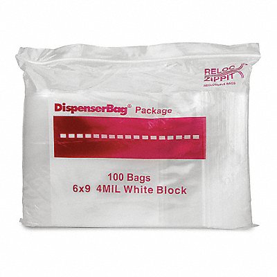 RELOC ZIPPIT 4WR69 Reclosable Poly Bag Zip Seal PK1000