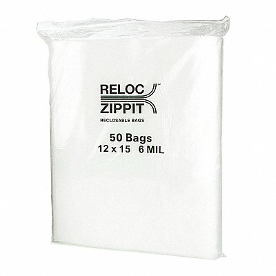 RELOC ZIPPIT 6R1215 Reclosable Poly Bag Zip Seal PK250