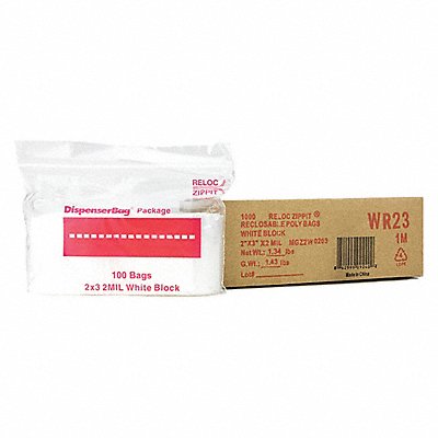 RELOC ZIPPIT WR23 Reclosable Poly Bag Zip Seal PK1000