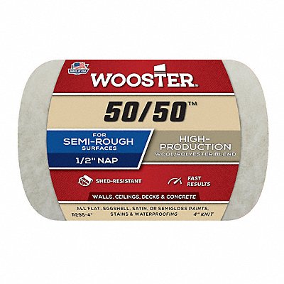 WOOSTER R2954 Roller Cover 4 L 1/2 Nap Polyester/Wool