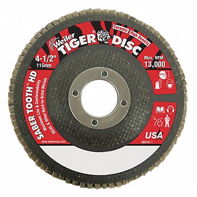 WEILER 50130 J1573 Fiber Disc 4 1/2 in Dia 7/8in Arbor