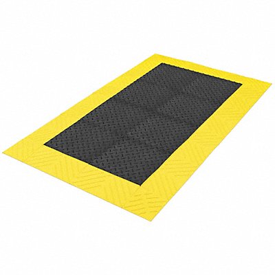 NOTRAX 621S3636BY Antifatigue Mat Black YllwBrdr 3ft.x3ft.