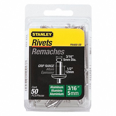 STANLEY PAA685B Blind Rivet 1.59 in L 0.188 in dia PK50