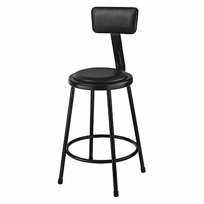 NATIONAL PUBLIC SEATING 6424B10 Stool w/Back Steel Vinyl Black 24 H