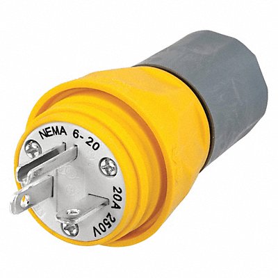 HUBBELL HBL14W48 Watertight Strt Plg Yllw 20 A Stnd 6-20P