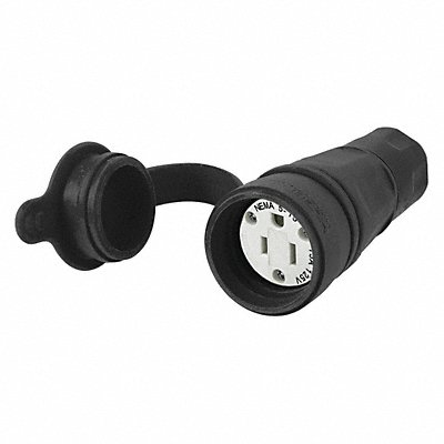 HUBBELL HBL15W47BK WT Straight Blade Connector Blk 2P3W Elastomer 5-15R