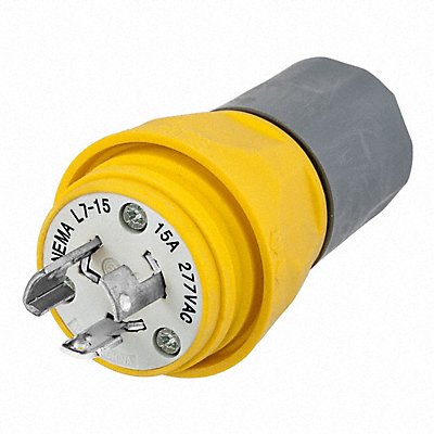 HUBBELL HBL24W49 WT LckPlg Strt 15 A Yellow Elastmr 3Blds