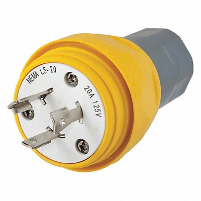 HUBBELL HBL26W47 WT LckPlg Strt 20 A Yellow Elastmr 3Blds