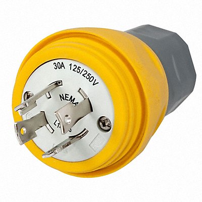 HUBBELL HBL28W74 WT LckPlg Strt 30 A Yellow Elastmr 4Blds