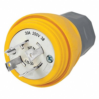 HUBBELL HBL28W75 WT LckPlg Strt 30 A Yellow Elastmr 4Blds