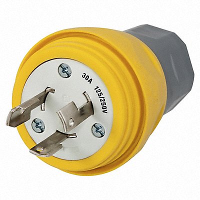 HUBBELL HBL28W08 WT LckPlg Strt 30 A Yellow Elastmr 3Blds