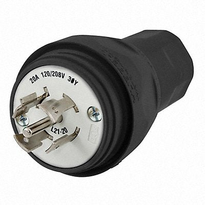HUBBELL HBL26W81BK WT LckPlg Strt 20 A Blk Elastmr 5Blds