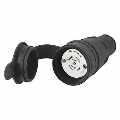 HUBBELL HBL27W81BK WT LckCon Strt 20 A Black Elastomer L21-20R