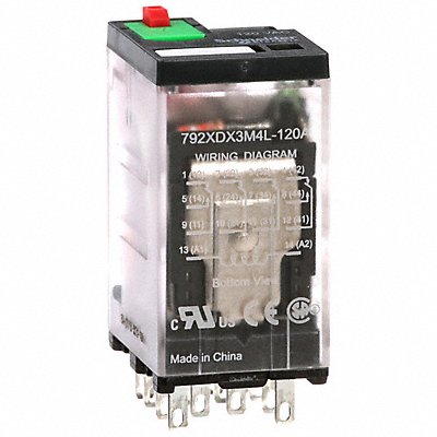 SCHNEIDER 792XDX3M4L120A J2423 General Purpose Relay 120VAC 4PDT 14Pin