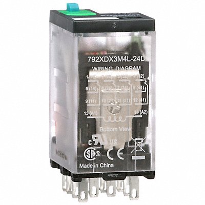 SCHNEIDER 792XDX3M4L24D J2423 General Purpose Relay 24VDC 4PDT 14Pins