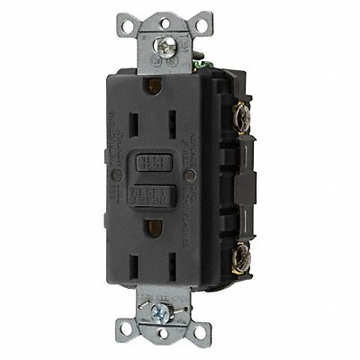 HUBBELL GFRST15BK Recept Blk 15 A GFCI 2P3W Back Side 1PK