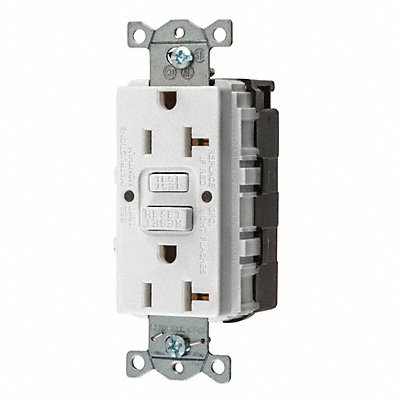 HUBBELL SNAPGF20W Recept White 20 A GFCI 2P3W Back 1PK
