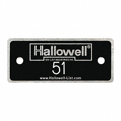HALLOWELL NPH51100 NmbPlt 51 to 100 Blk w/Wht Lettering