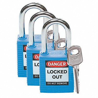 BRADY 105887 H1698 Lockout Padlock KA Blue 1-3/4 H PK3