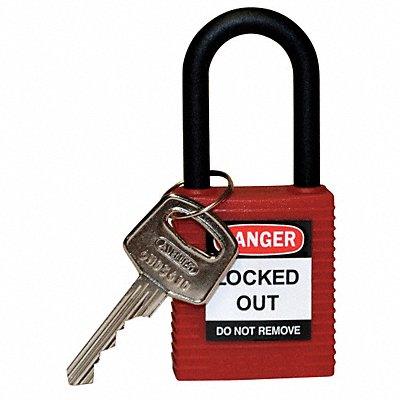 BRADY 123324 H1704 Lockout Padlock KD Red 1-3/4 H