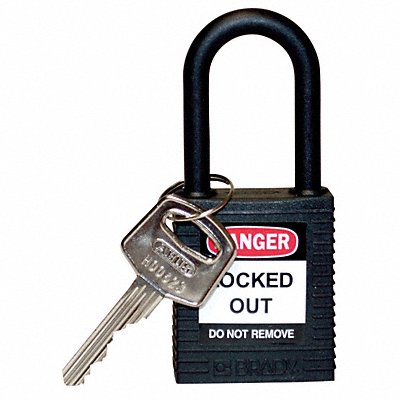 BRADY 123329 H1704 Lockout Padlock KD Black 1-3/4 H
