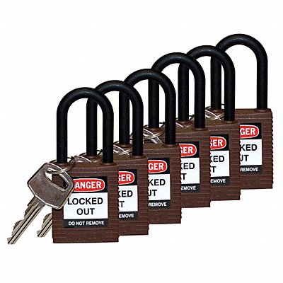 BRADY 123357 H1705 Lockout Padlock KD Brown 1-3/4 H PK6