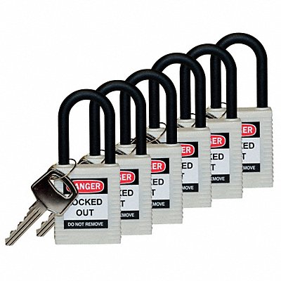 BRADY 123359 H1705 Lockout Padlock KD White 1-3/4 H PK6