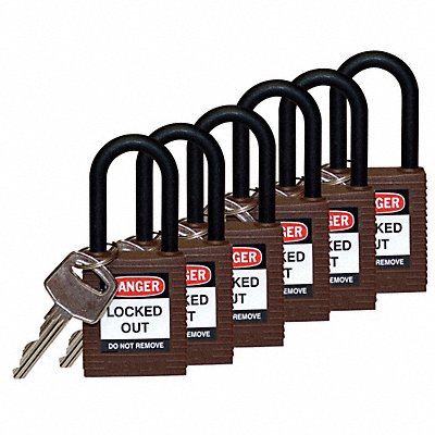 BRADY 123348 H1707 Lockout Padlock KA Brown 1-3/4 H PK6