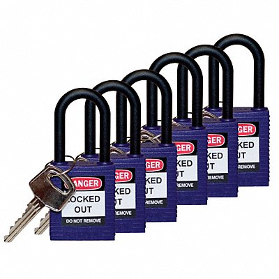 BRADY 123349 H1707 Lockout Padlock KA Purple 1-3/4 H PK6