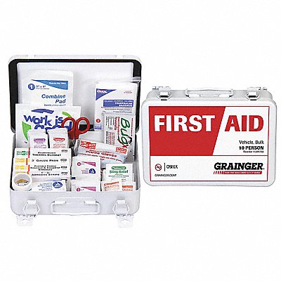 GRAINGER 54553 First Aid Kit w/House 80pcs 3x7 WHT