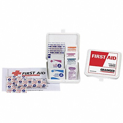 GRAINGER 54504 FirstAidKit w/House 21pcs 3.25x4.25 WHT