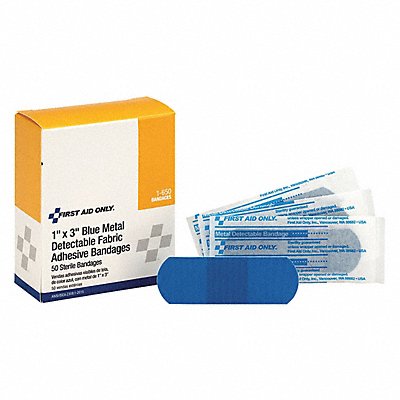 FIRST AID ONLY 1650 Strip Bandages Metal Detect 3 x1 PK50