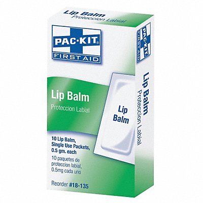 FIRST AID ONLY 18135 Lip Balm 0.018 oz Packet 10ct PK10