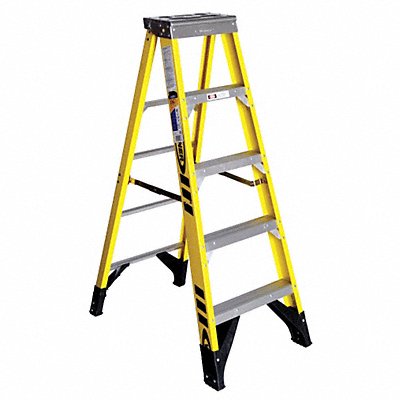 WERNER 7305 Stepladder Fiberglass 5 ft H 375 lb Cap