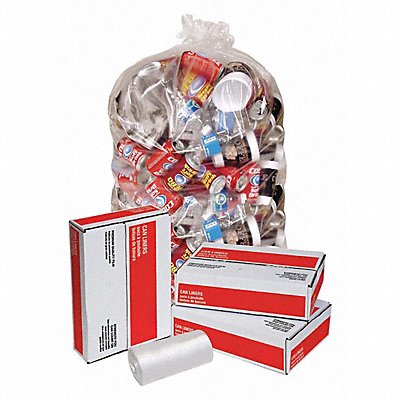 GRAINGER 3CCT8 Garbage Bags 60 gal Clear PK50